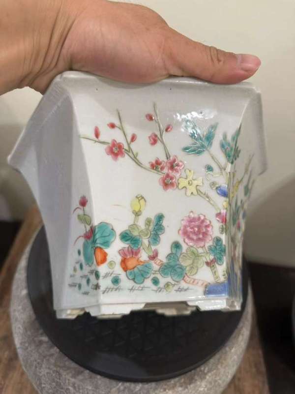 古玩陶瓷六方花盆真品鑒賞圖