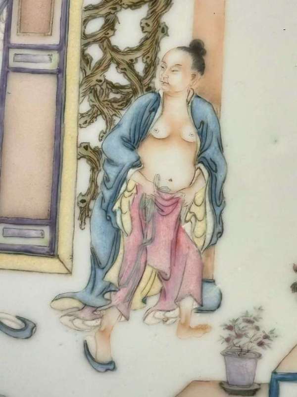 古玩人物紋粉彩瓷板畫真品鑒賞圖