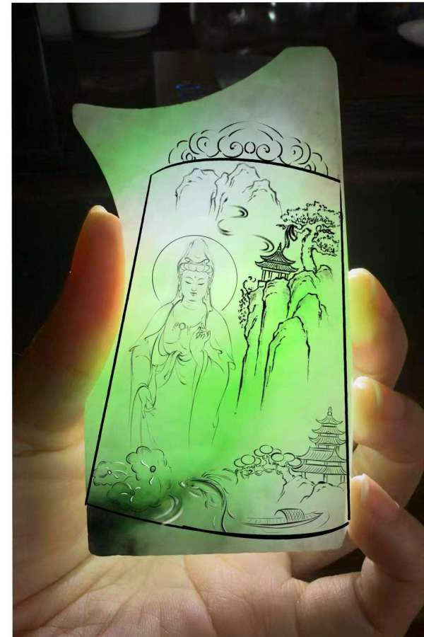 古玩玉器翡翠玉牌真品鑒賞圖