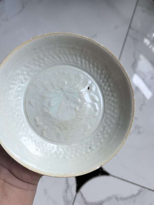 古玩陶瓷宋代青白釉模印花卉紋盤真品鑒賞圖