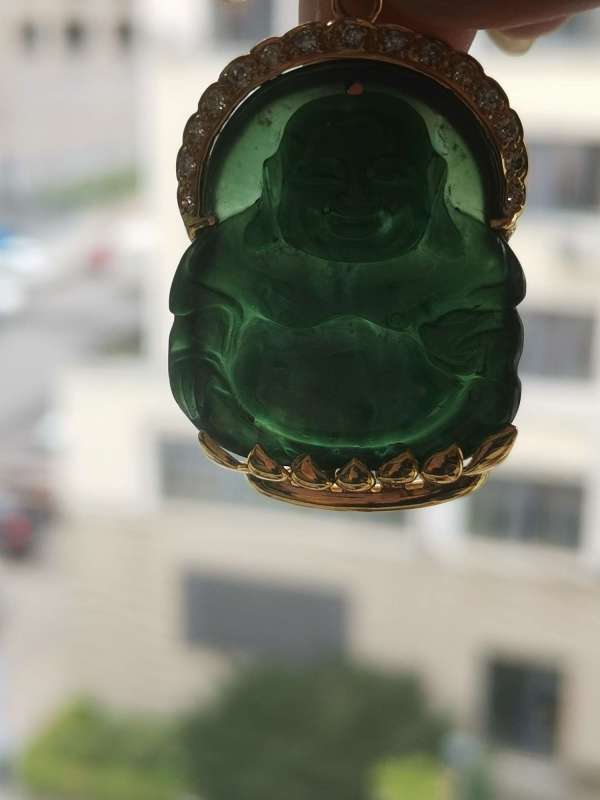 古玩玉器鑲嵌彌勒墜 真品鑒賞圖