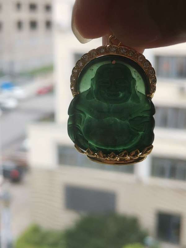 古玩玉器鑲嵌彌勒墜 真品鑒賞圖