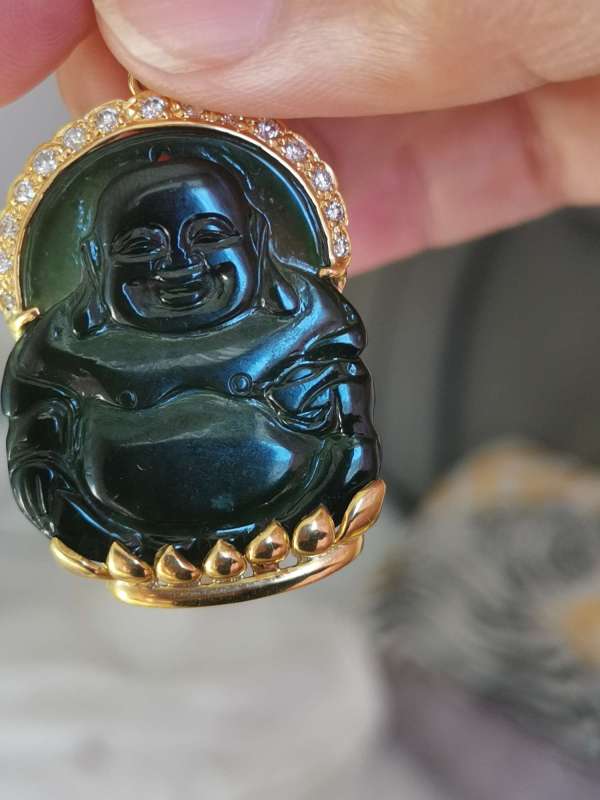 古玩玉器鑲嵌彌勒墜 真品鑒賞圖