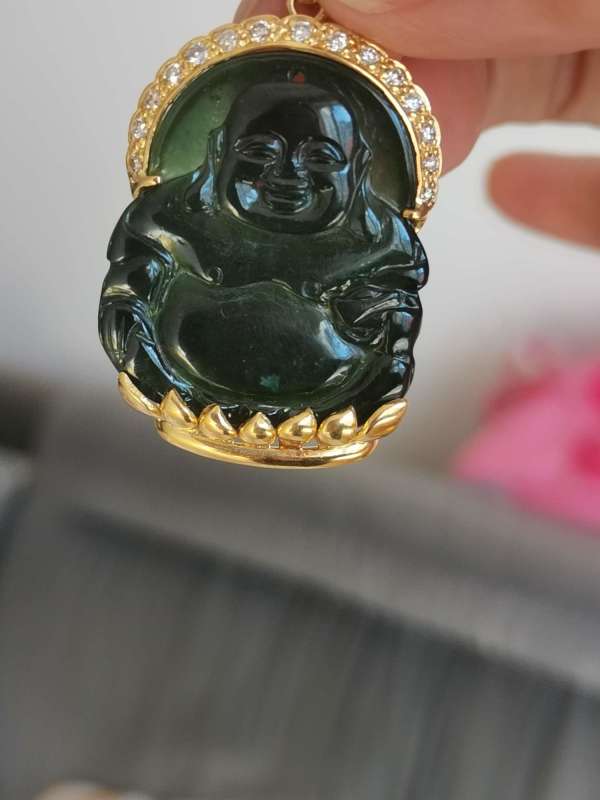 古玩玉器鑲嵌彌勒墜 真品鑒賞圖