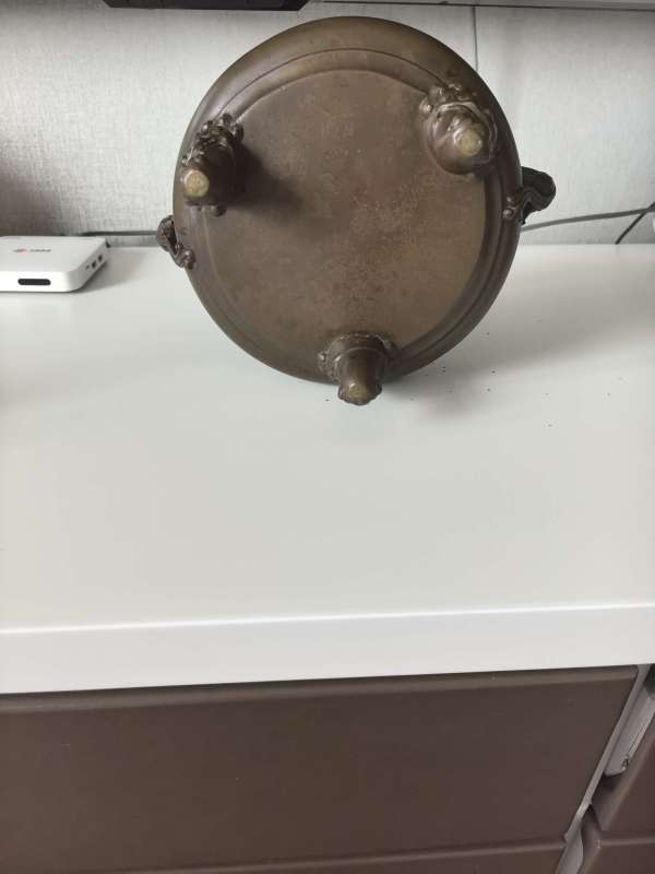 古玩銅器清代獅耳龍紐三足爐真品鑒賞圖