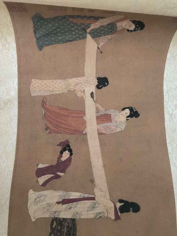 古玩字畫張萱款搗練圖手卷真品鑒賞圖
