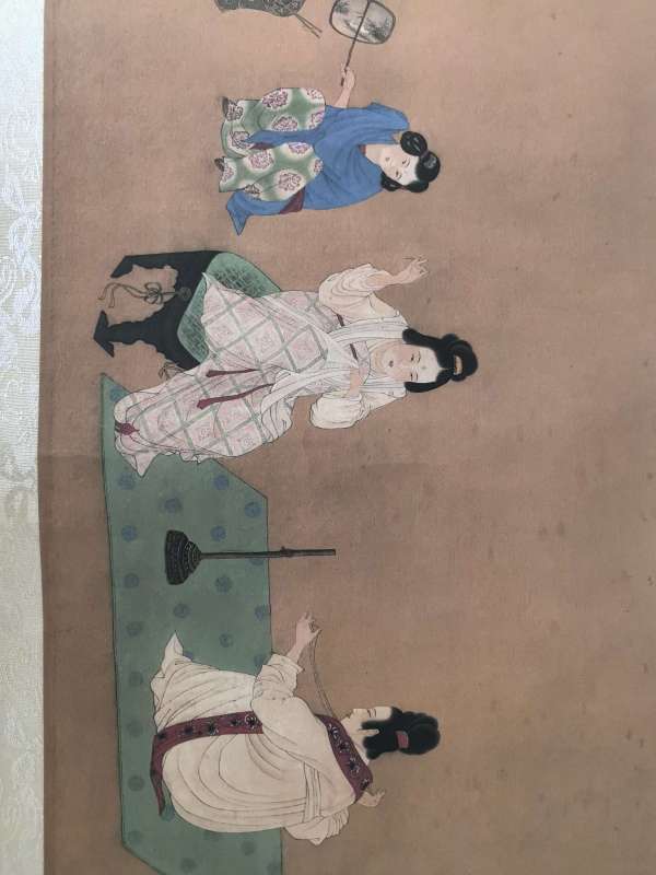 古玩字畫張萱款搗練圖手卷真品鑒賞圖