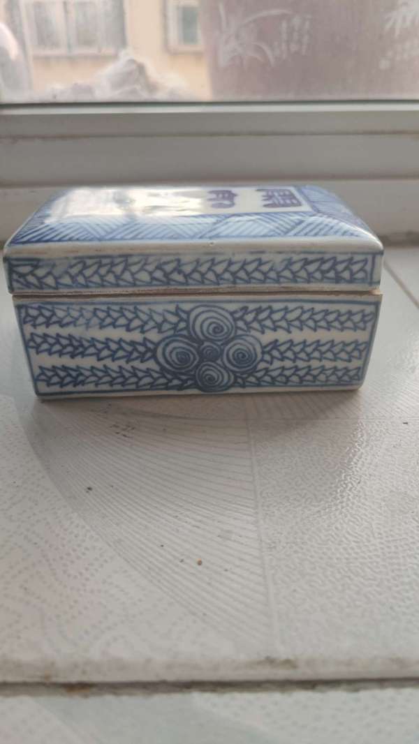 古玩陶瓷清末民國 青花印泥盒真品鑒賞圖