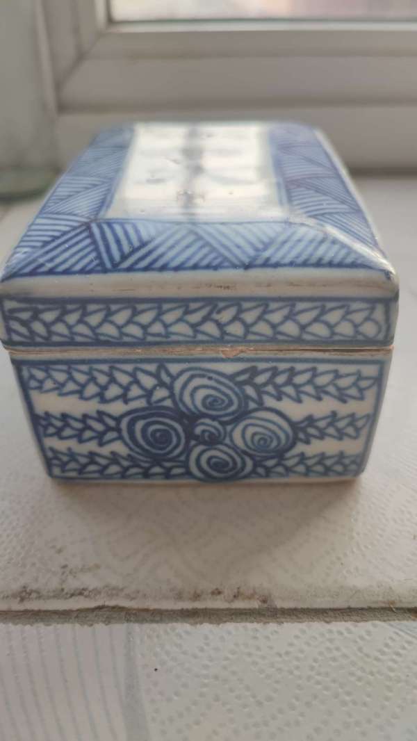 古玩陶瓷清末民國 青花印泥盒真品鑒賞圖