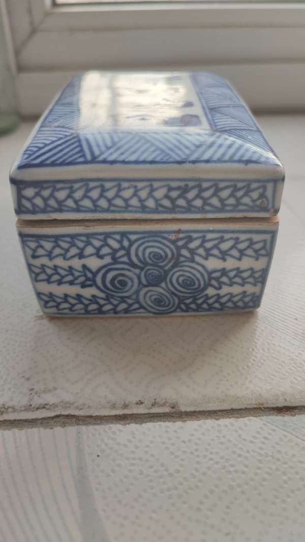 古玩陶瓷清末民國 青花印泥盒真品鑒賞圖