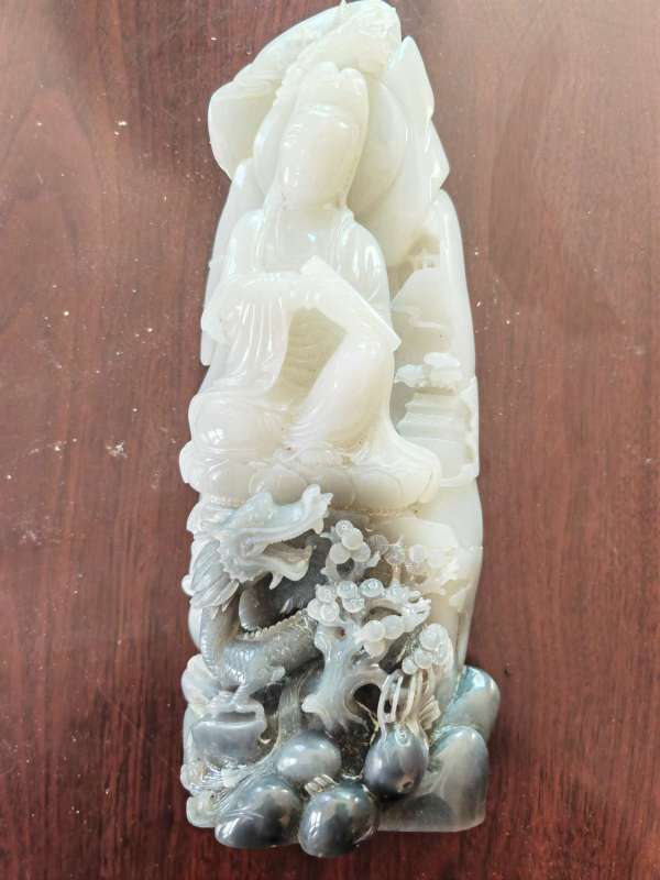 古玩和田玉御龍觀音擺件真品鑒賞圖